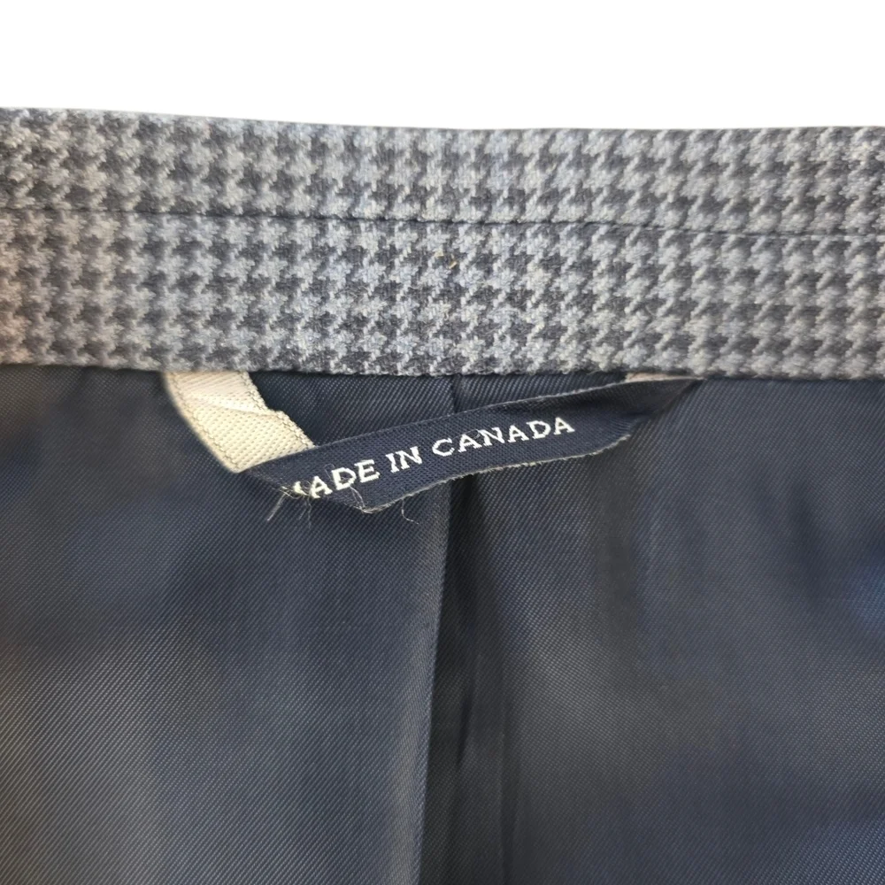 Ralph Lauren Vintage Men’s Wool Silk Sport Coat 46L Blue Houndstooth Blazer